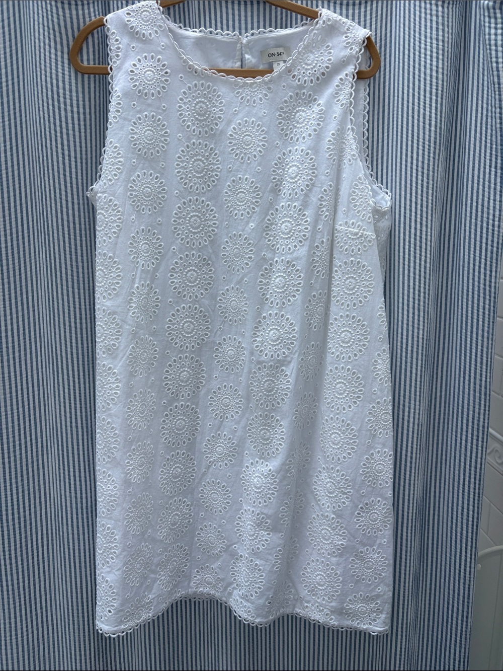 Women's White Eyelet Sleeveless Dress 2x On 34th Brand